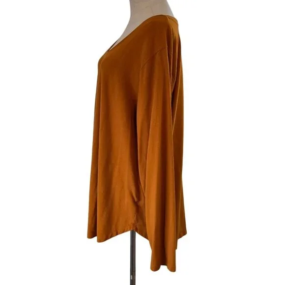 Ava & Viv Orange Long Sleeve Scoop Neck Shirt Womens Plus Size 2X - Picture 4 of 14